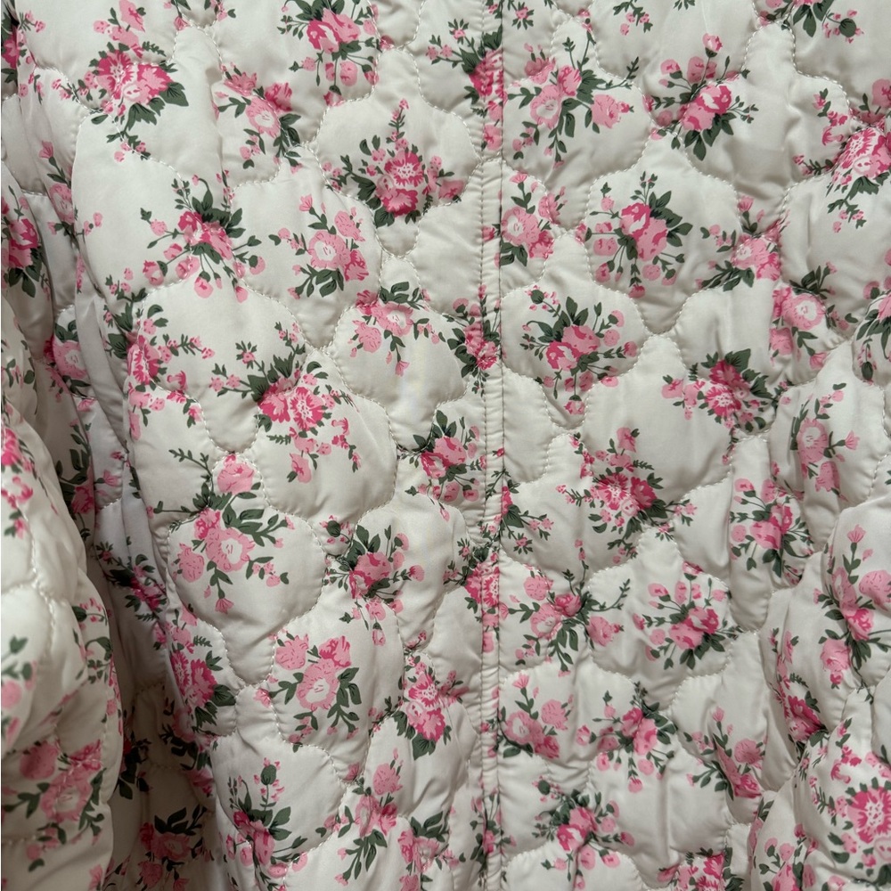 Quilted Floral Bomber Jacket - Pink on Cream - Picture 6 of 16